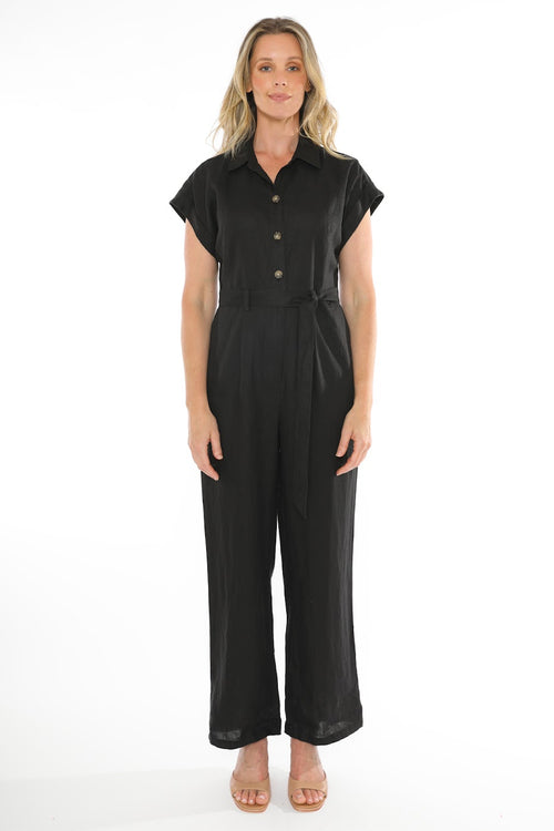 JUMP Clothing Linen Jumpsuit - Black