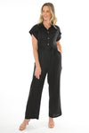 JUMP Clothing Linen Jumpsuit - Black - LAST - Size 8