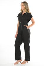 JUMP Clothing Linen Jumpsuit - Black - LAST - Size 8