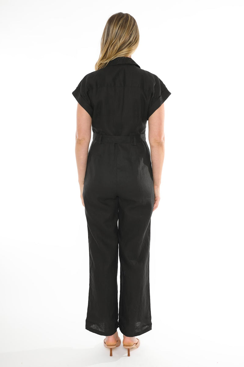 JUMP Clothing Linen Jumpsuit - Black - LAST - Size 8