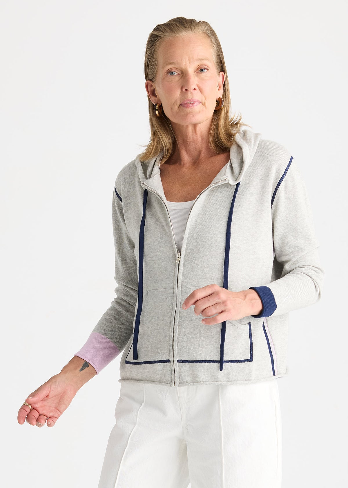 Zaket & Plover - Sports Hoodie Cardi - LT Marl Grey