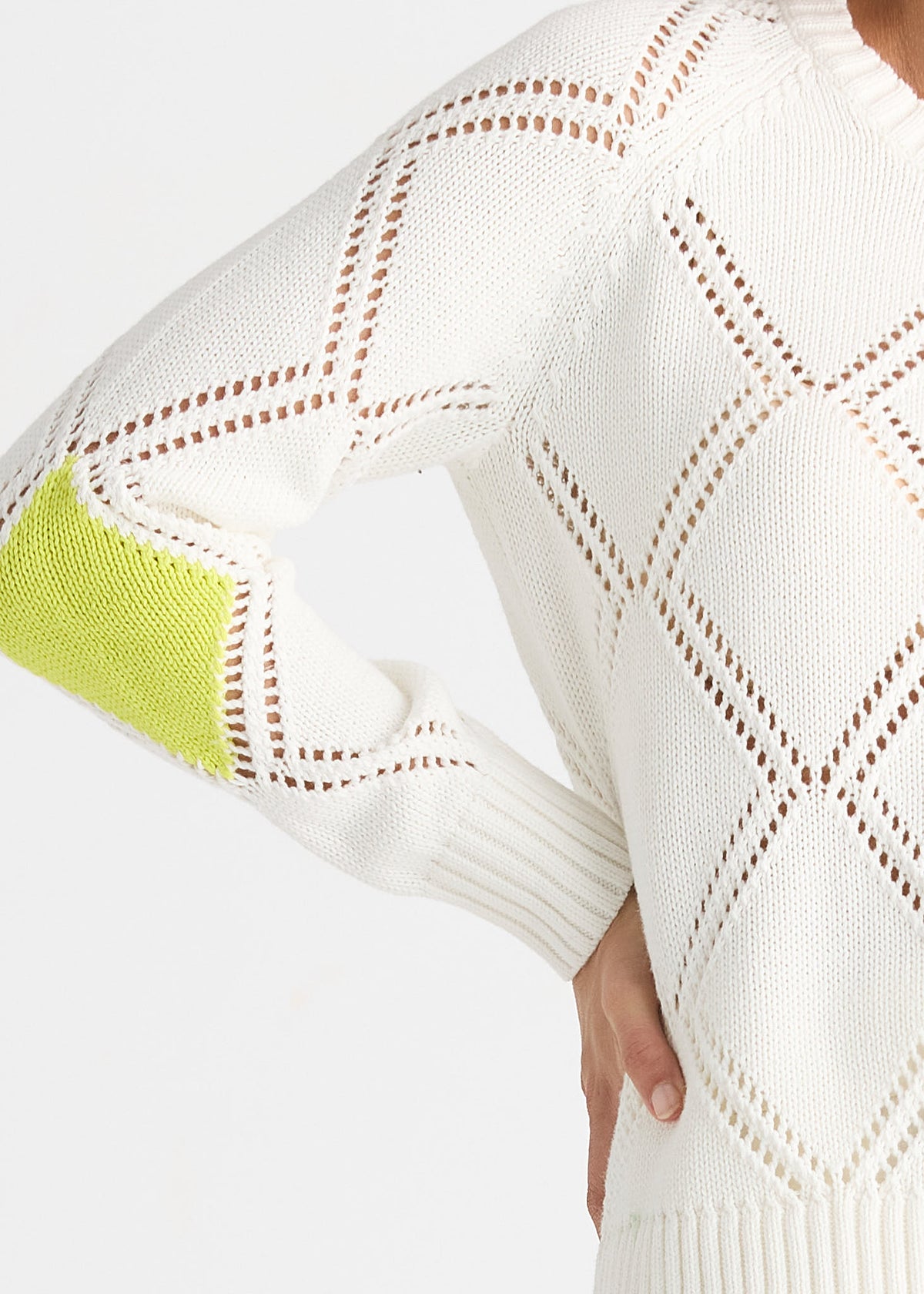 Zaket & Plover Diamond Detail Jumper - White
