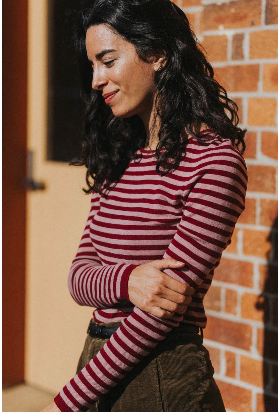 Montaigne - 100% Australian Merino Wool Knit Top Spencer - Stripe