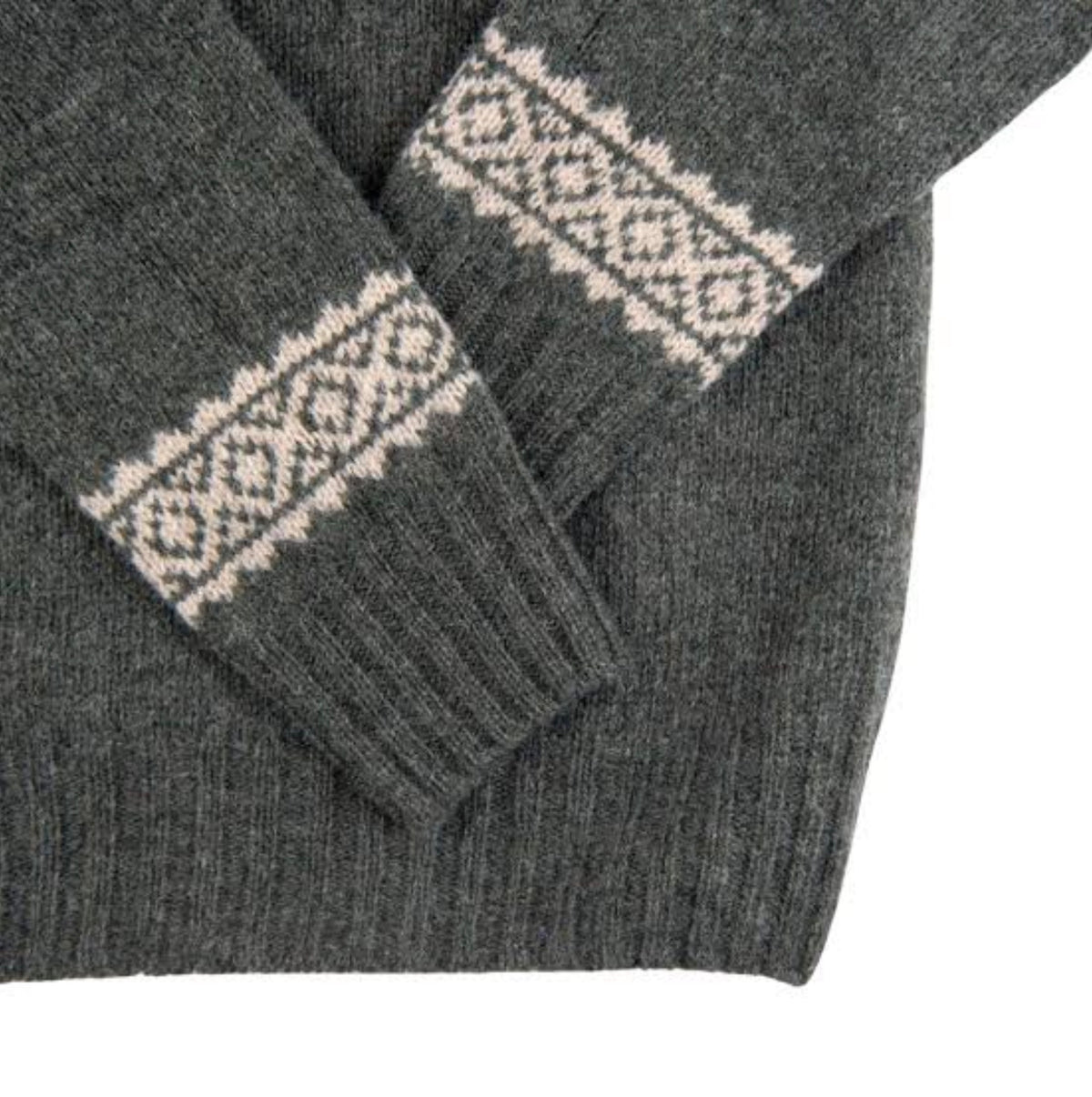 Harley of Scotland - Fair Isle Jumper - Basalt/ Vanilla