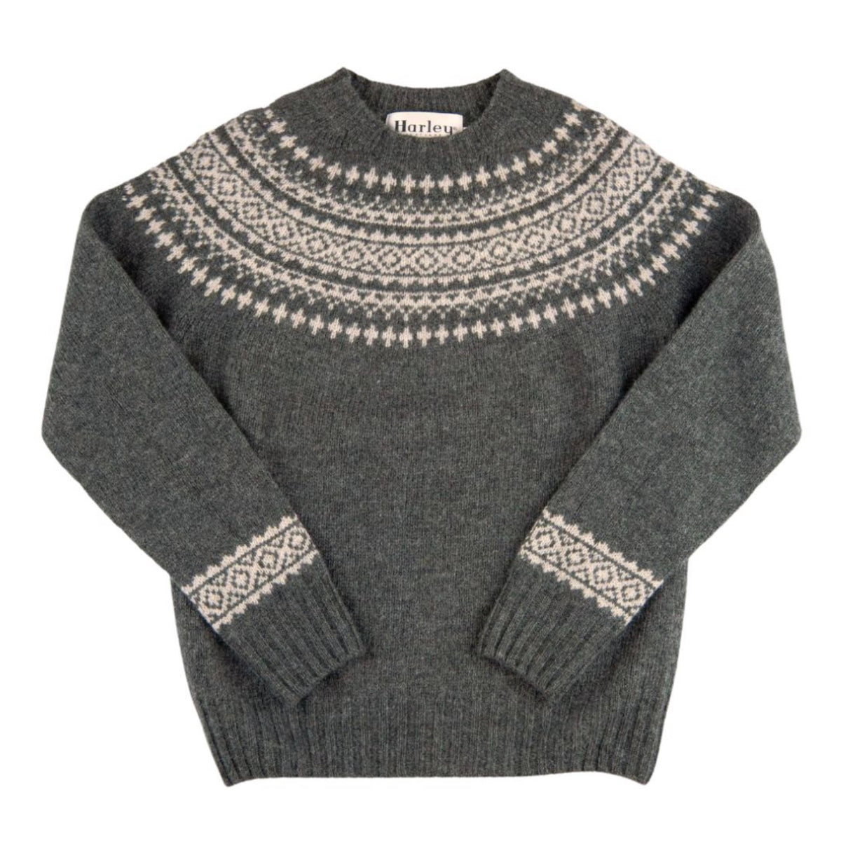 Harley of Scotland - Fair Isle Jumper - Basalt/ Vanilla