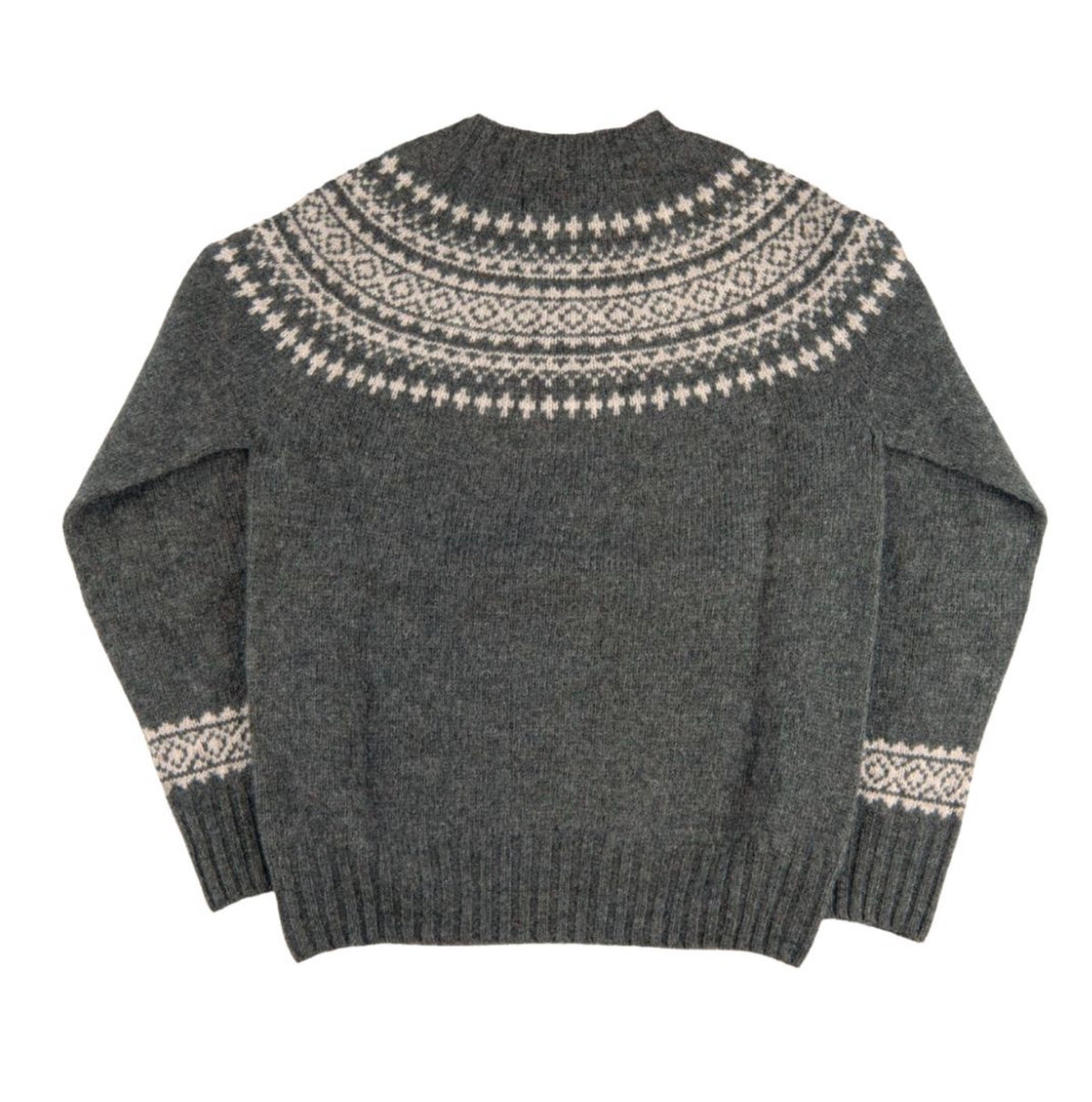 Harley of Scotland - Fair Isle Jumper - Basalt/ Vanilla