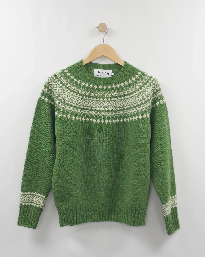Harley of Scotland - Fair Isle Jumper - Baize/Snow White