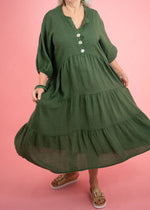 Donna Donna ‘Paloma’ Tiered Dress - Bottle Green