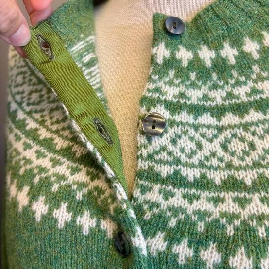 Harley of Scotland - Fair Isle Crew Cardigan - Baize/Snow White
