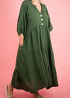 Donna Donna ‘Paloma’ Tiered Dress - Bottle Green