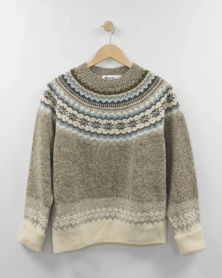 Harley of Scotland - Fair Isle Jumper - Pebble 25