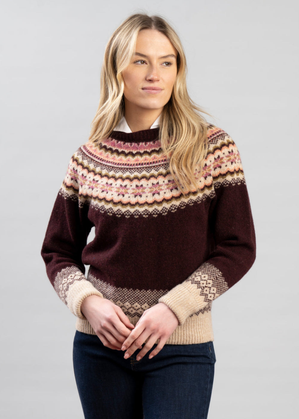 Harley of Scotland - Fair Isle Jumper - Beetroot 25