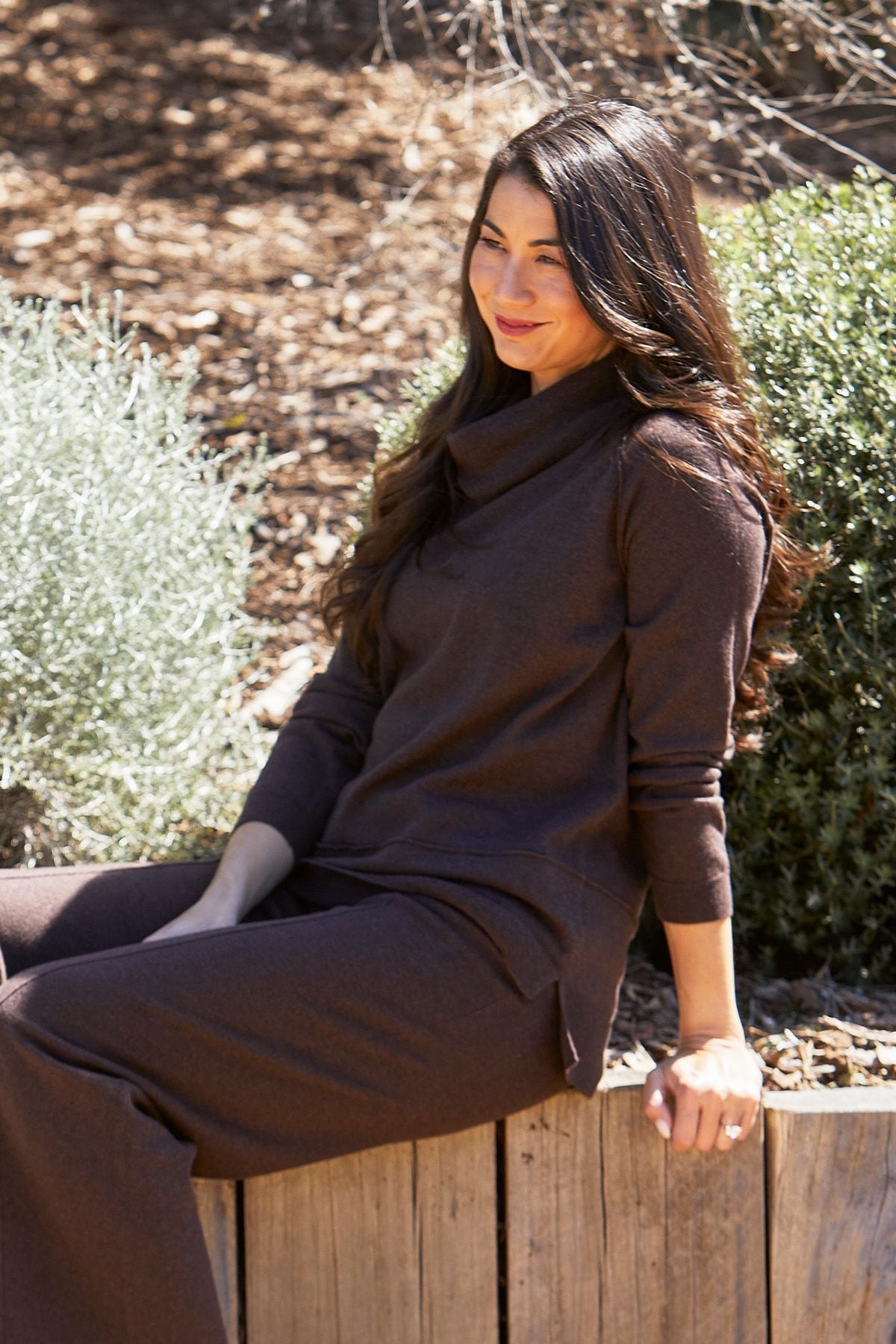 Jump Clothing Raglan Cowl Pullover - Dark Chocolate Marle
