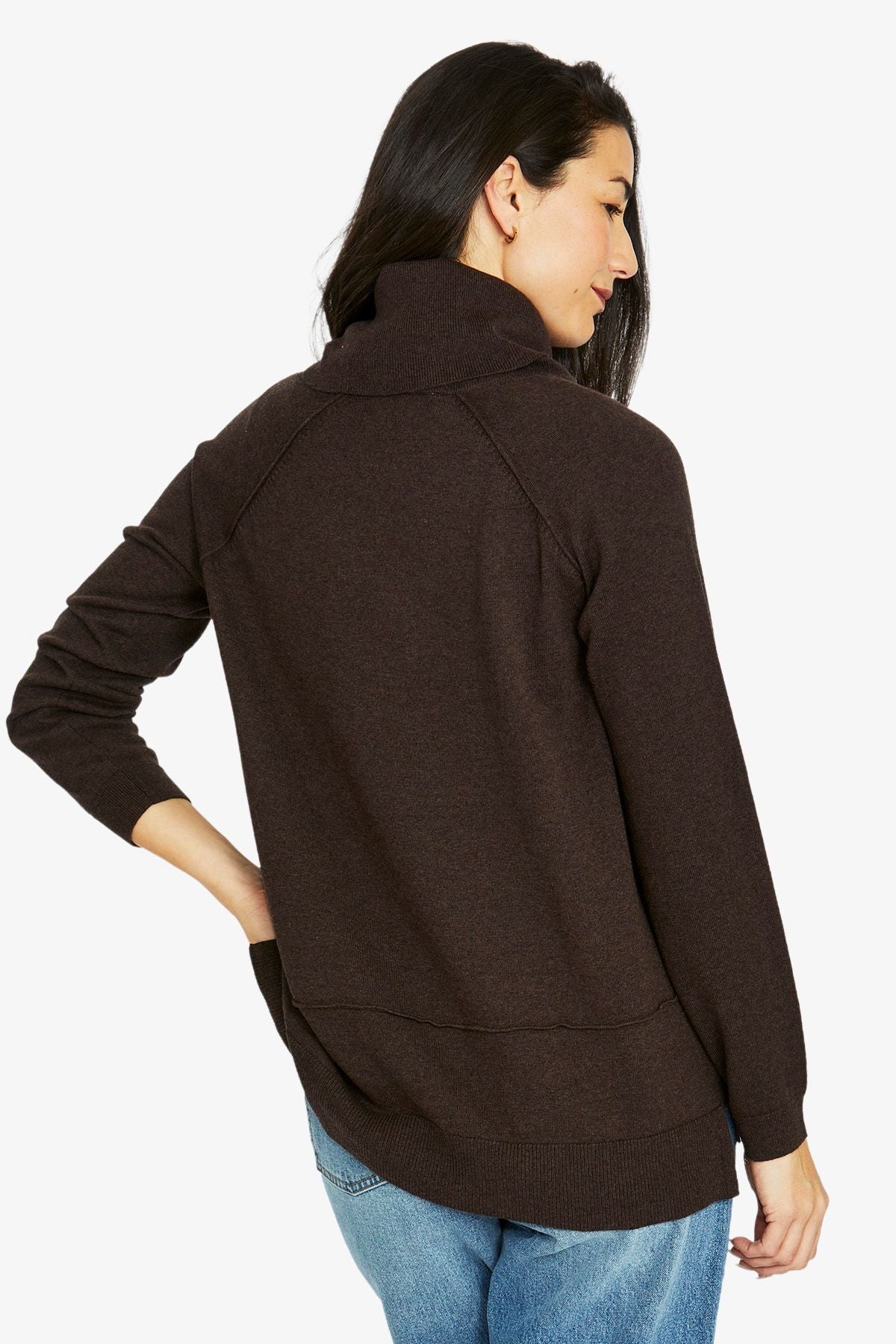 Jump Clothing Raglan Cowl Pullover - Dark Chocolate Marle
