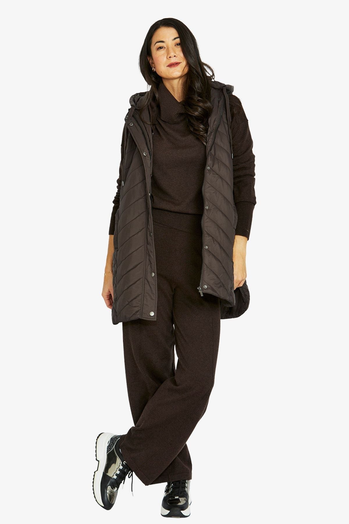 Jump Clothing Raglan Cowl Pullover - Dark Chocolate Marle