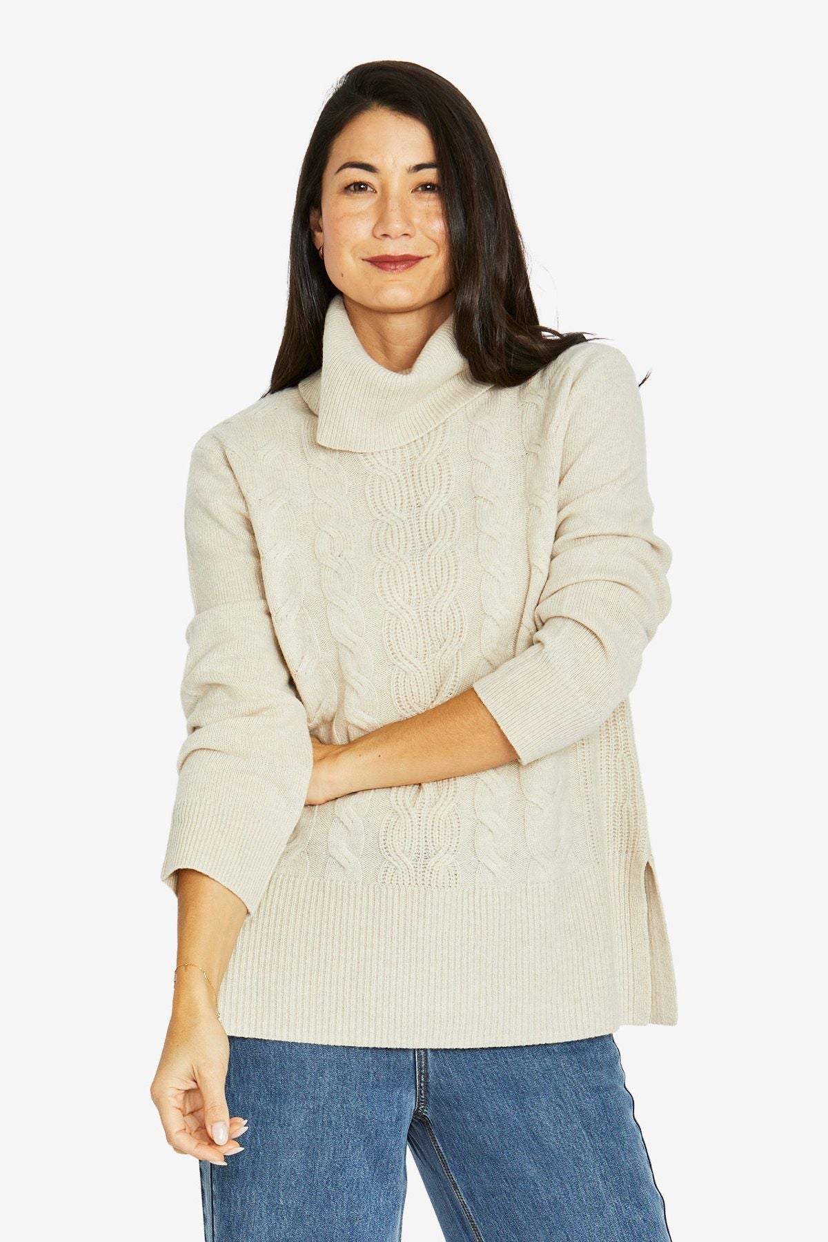 Jump Clothing Oversized Cable Front Pullover - Natural