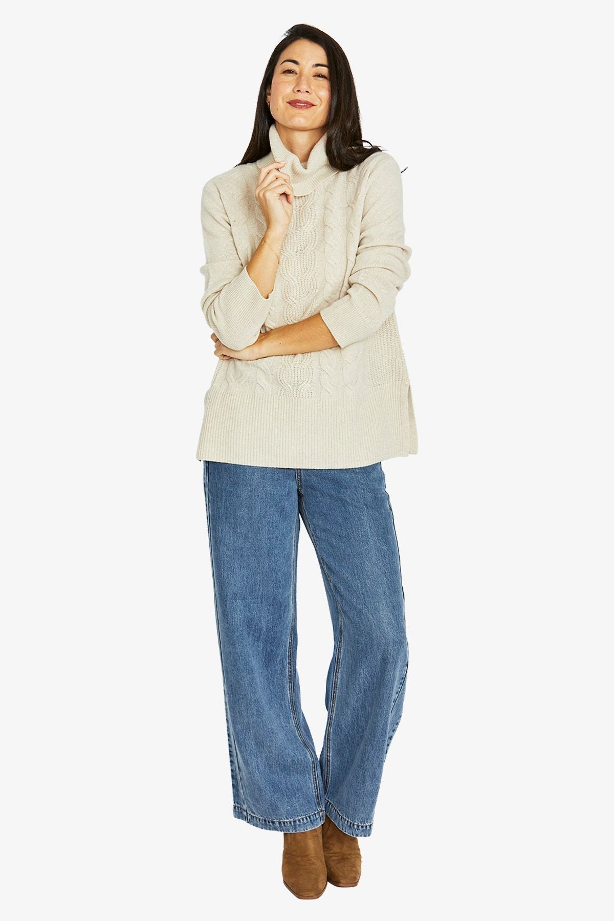 Jump Clothing Oversized Cable Front Pullover - Natural
