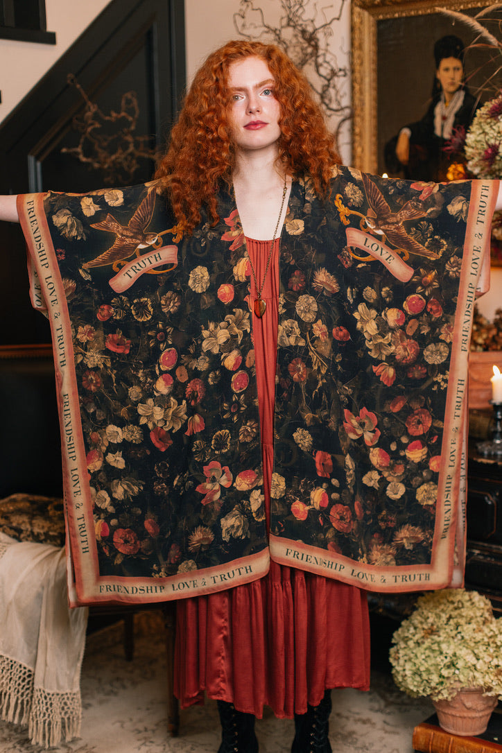 Market Of Stars - ‘Heart of Gold’ Goddess Starduster Bohemian Kimono - Sacred Heart