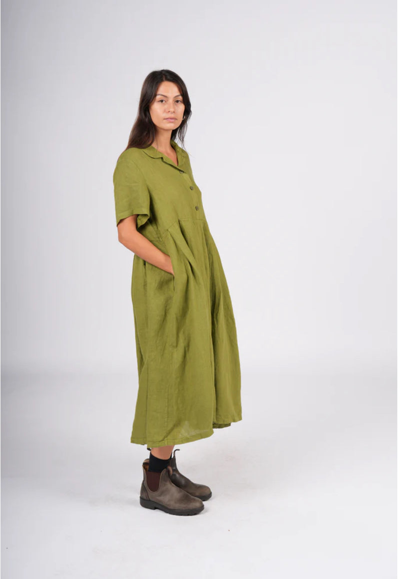 Montaigne ‘Vianne’ Linen Dress Pleats And Side Pockets - Various Colours