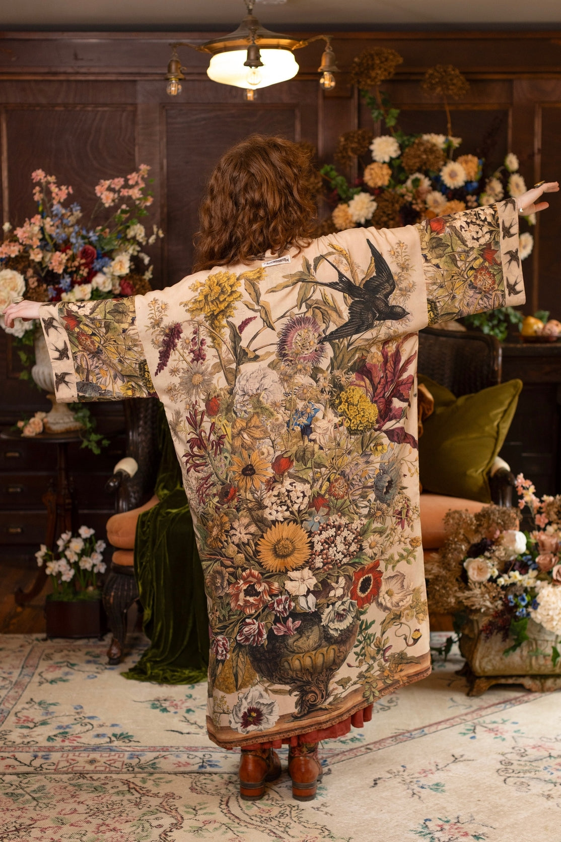Market Of Stars - Opera Duster Bamboo Kimono Duster Robe - Golden Hour Floral