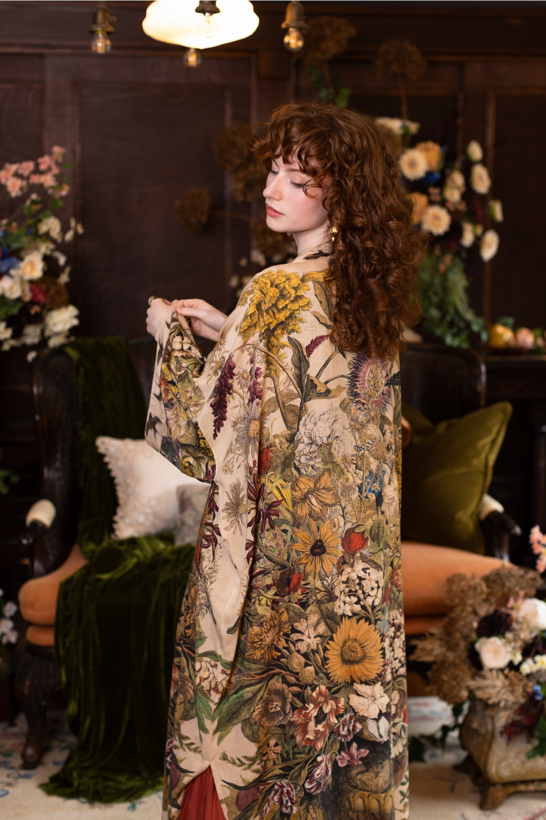 Market Of Stars - Opera Duster Bamboo Kimono Duster Robe - Golden Hour Floral