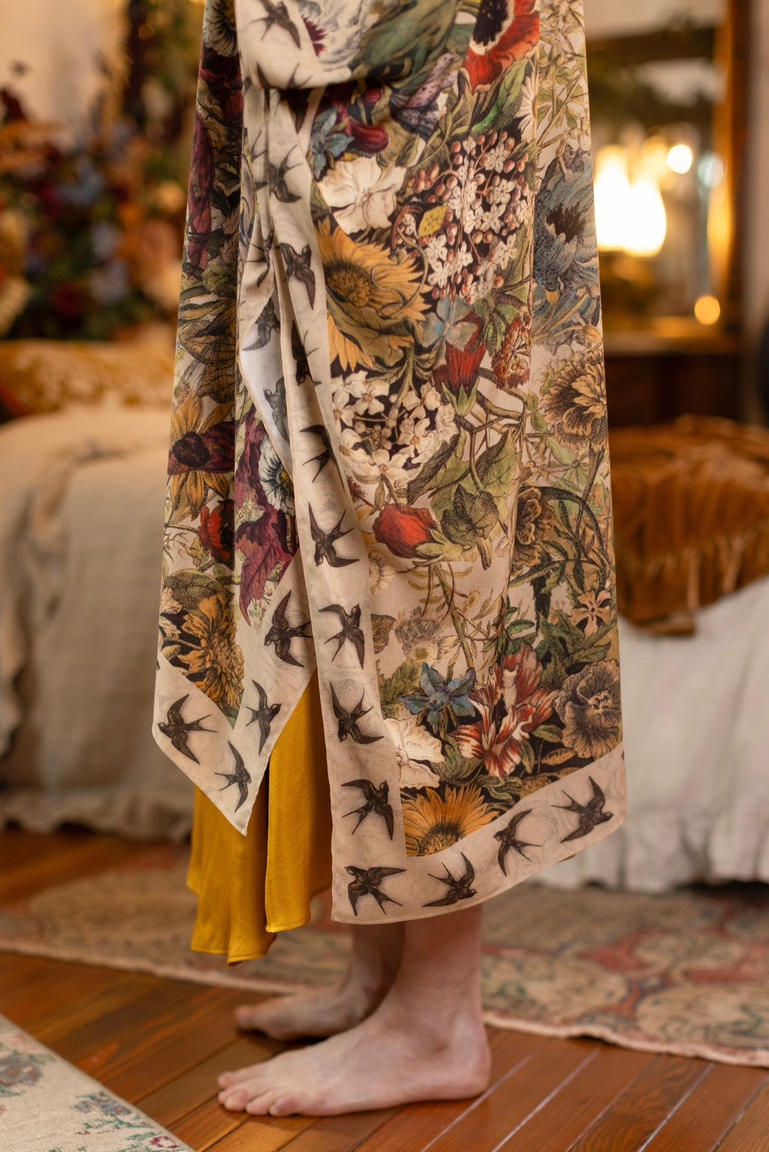 Market Of Stars - Goddess Starduster Bohemian Kimono - Golden Hour/Floral