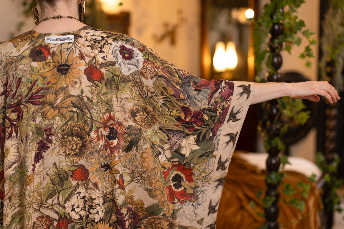 Market Of Stars - Goddess Starduster Bohemian Kimono - Golden Hour/Floral