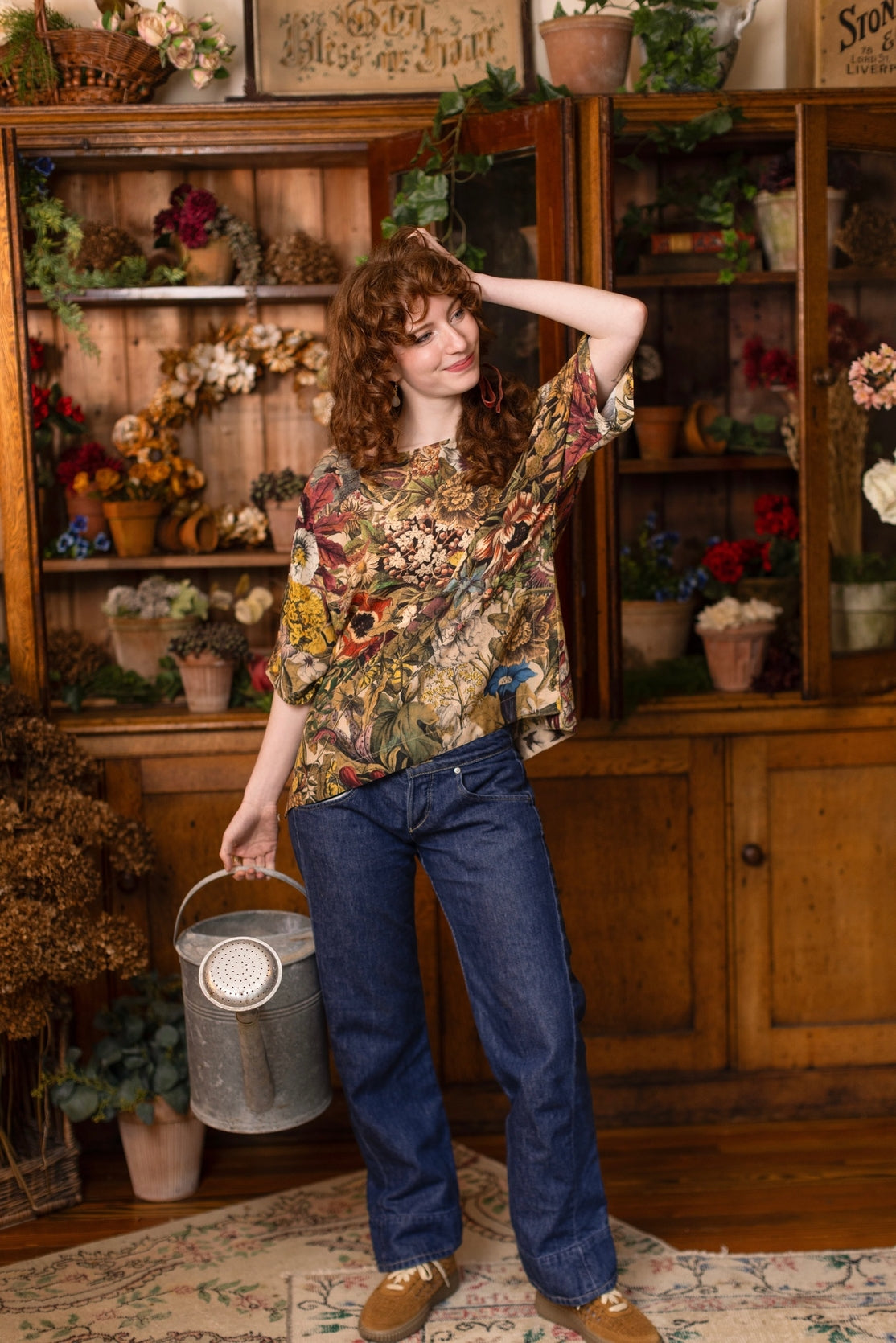 Market Of Stars - Golden Hour - Tee Luxe Print Tunic Top - Floral