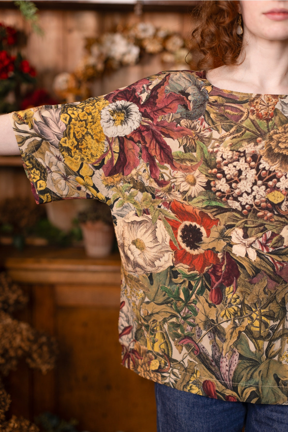 Market Of Stars - Golden Hour - Tee Luxe Print Tunic Top - Floral