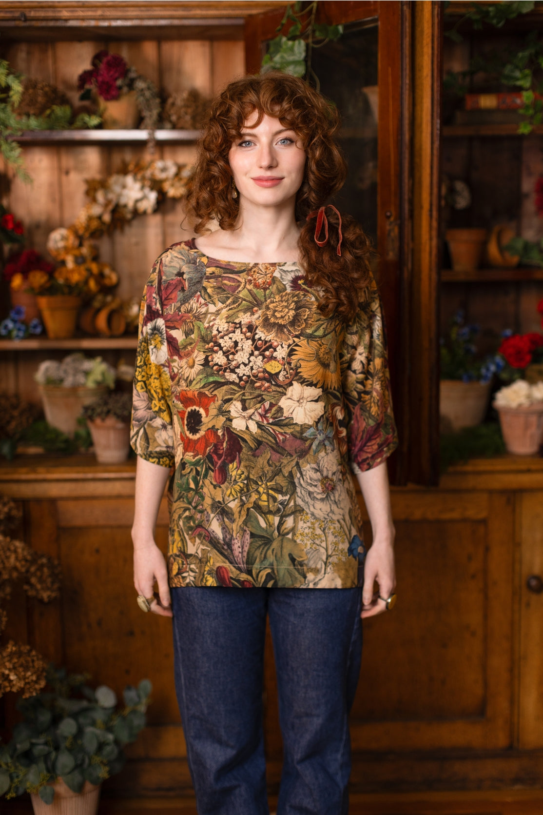Market Of Stars - Golden Hour - Tee Luxe Print Tunic Top - Floral