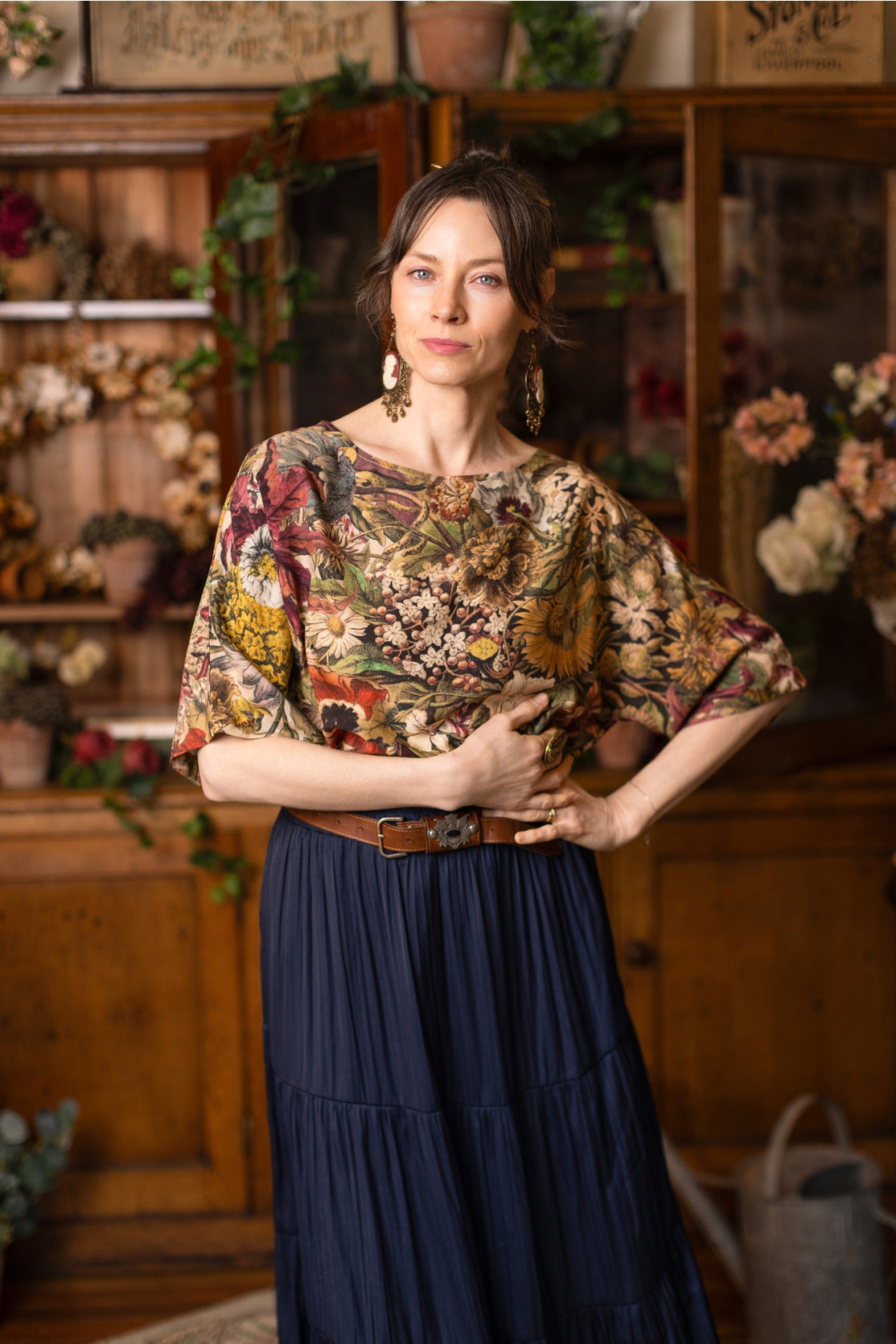 Market Of Stars - Golden Hour - Tee Luxe Print Tunic Top - Floral