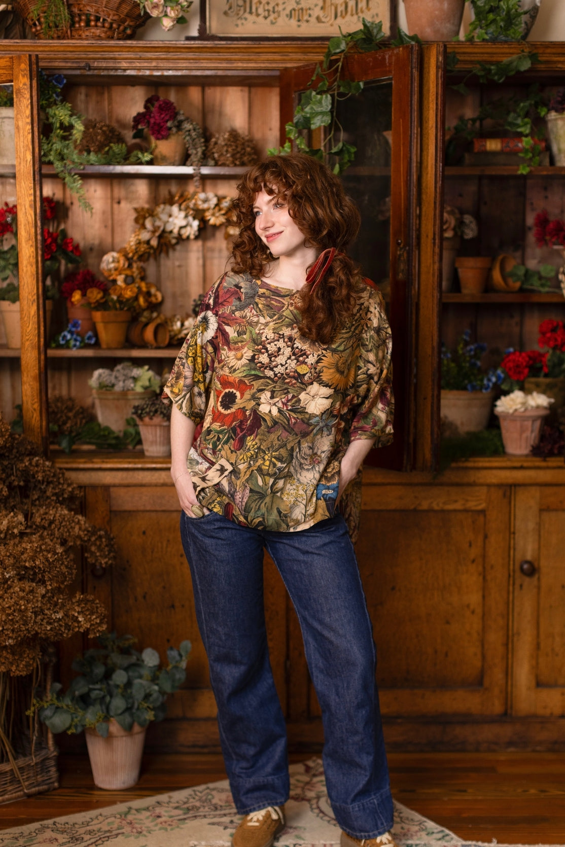 Market Of Stars - Golden Hour - Tee Luxe Print Tunic Top - Floral
