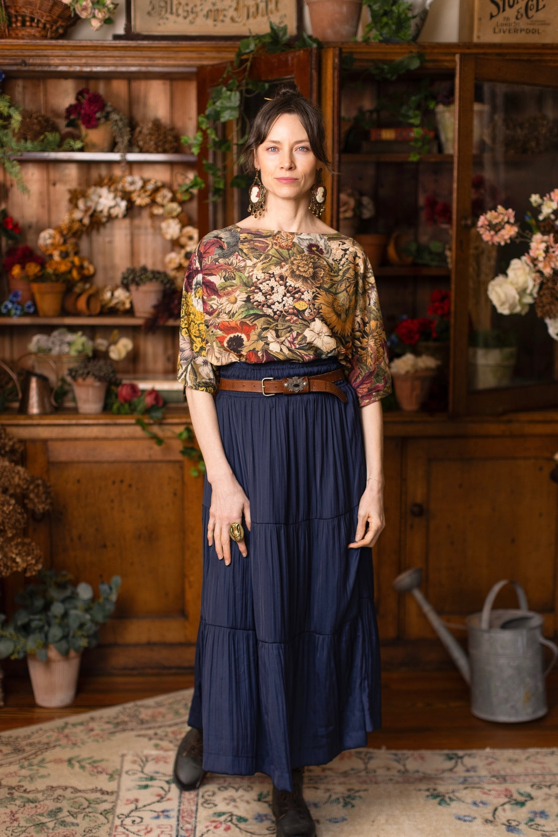 Market Of Stars - Golden Hour - Tee Luxe Print Tunic Top - Floral