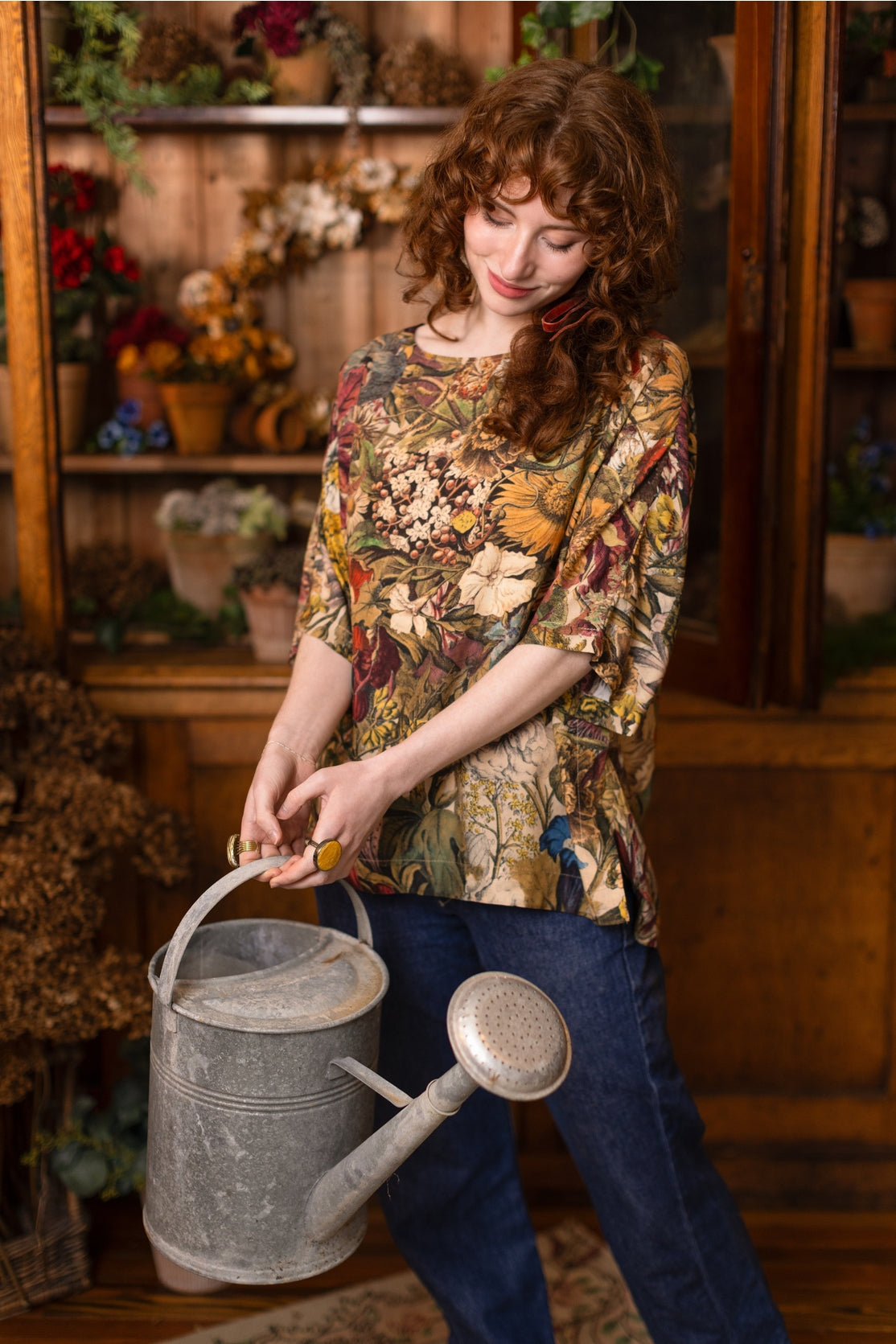 Market Of Stars - Golden Hour - Tee Luxe Print Tunic Top - Floral