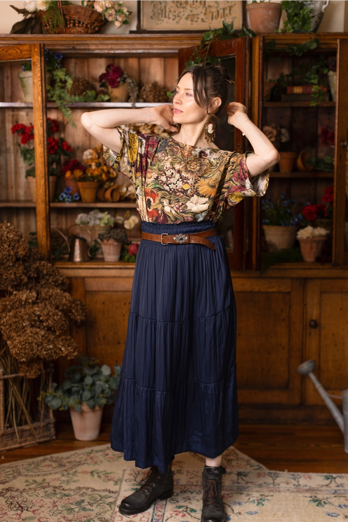 Market Of Stars - Golden Hour - Tee Luxe Print Tunic Top - Floral