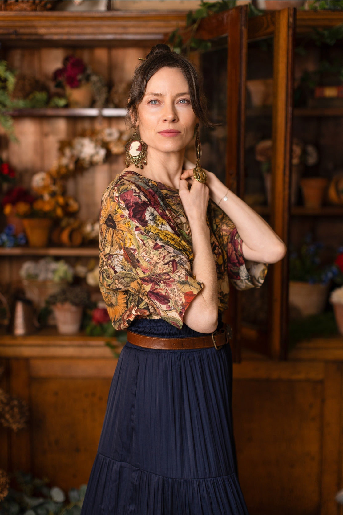Market Of Stars - Golden Hour - Tee Luxe Print Tunic Top - Floral