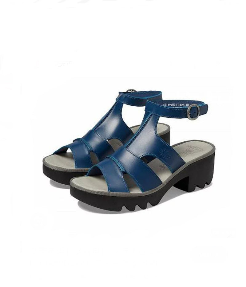 Fly London ‘Tawi’ Leather Strappy Sandal Shoes - Blue