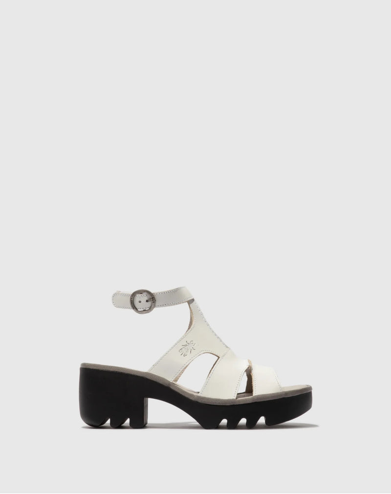 Fly London Tawi Leather Strappy Sandal Shoes Off White Ecolena