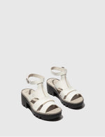 Fly London ‘Tawi’ Leather Strappy Sandal Shoes - Off White