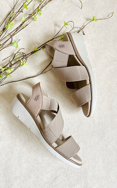 Fly London ‘Noli’ Slingback Wedge Sandal Shoes - Taupe