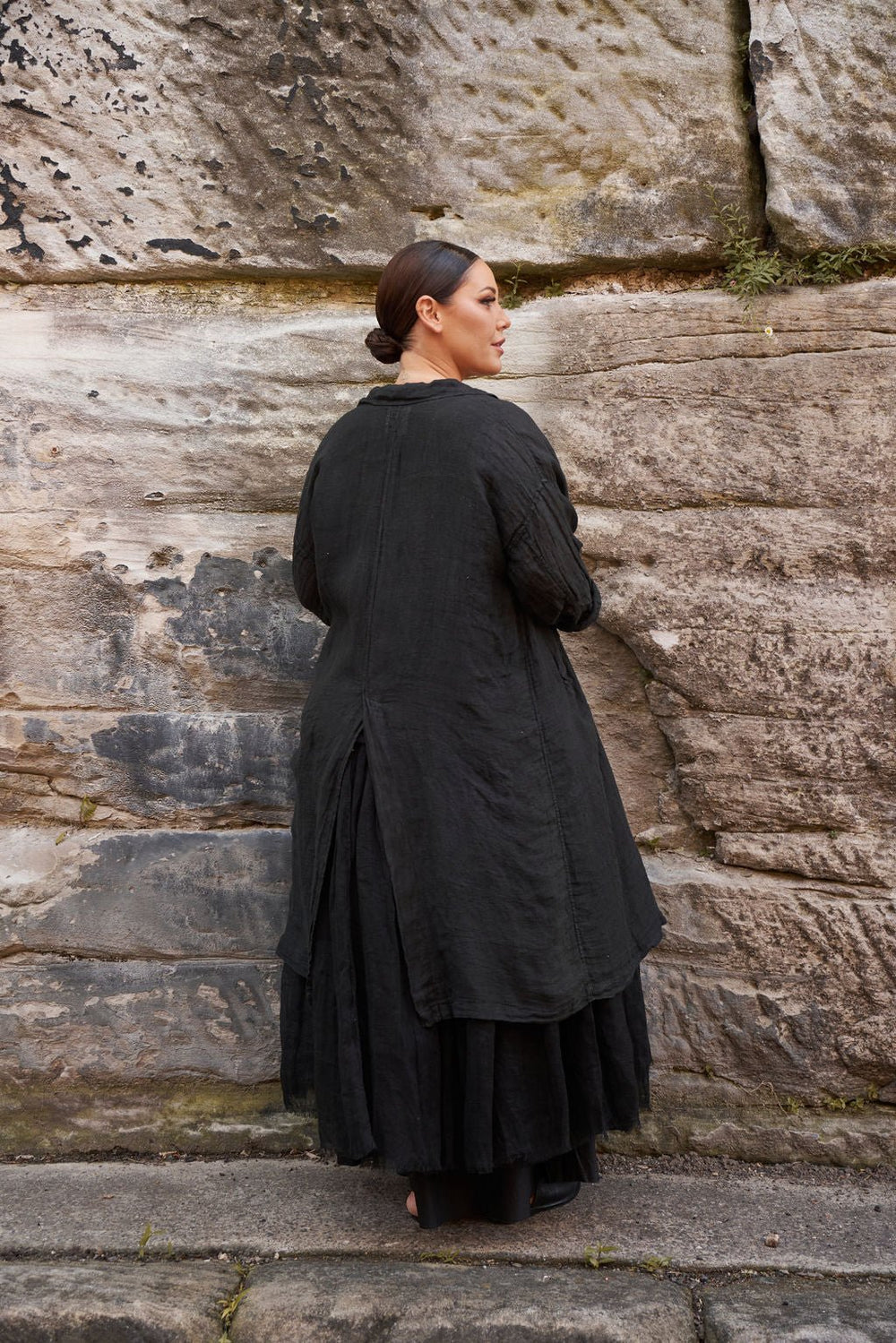 Meg By Design - Piaf Coat Gauze Linen - Black