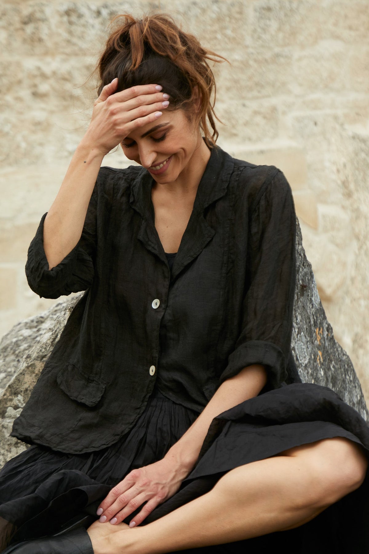Meg By Design - Henri Jacket Gauze Linen - Black