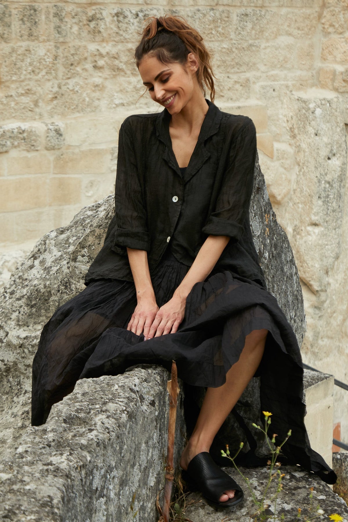 Meg By Design - Henri Jacket Gauze Linen - Black