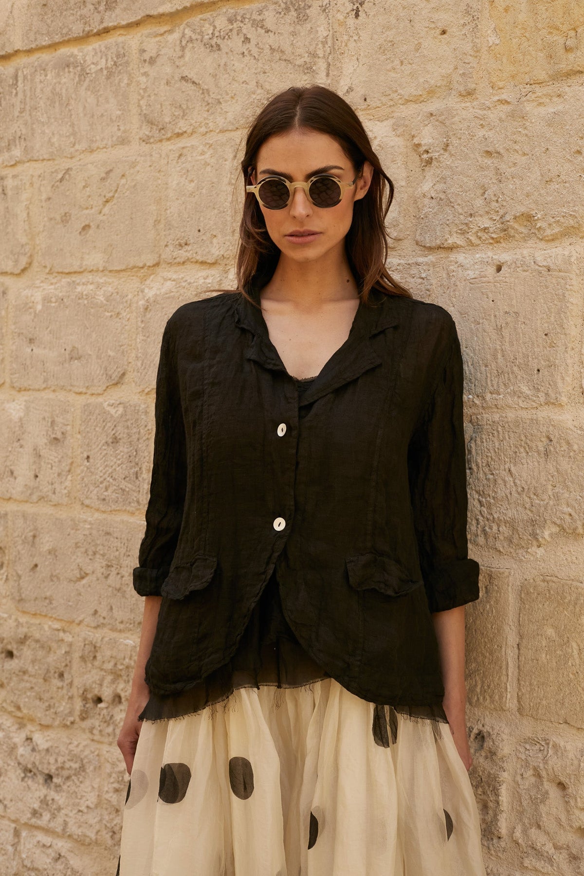 Meg By Design - Henri Jacket Gauze Linen - Black