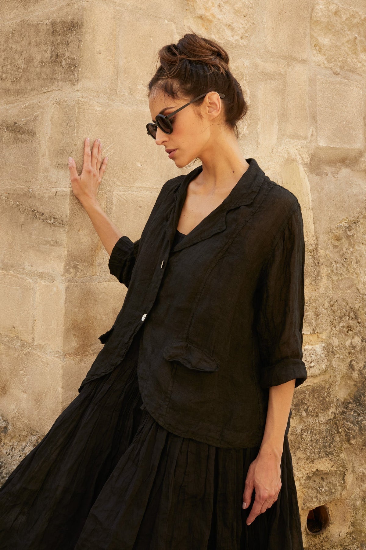 Meg By Design - Henri Jacket Gauze Linen - Black