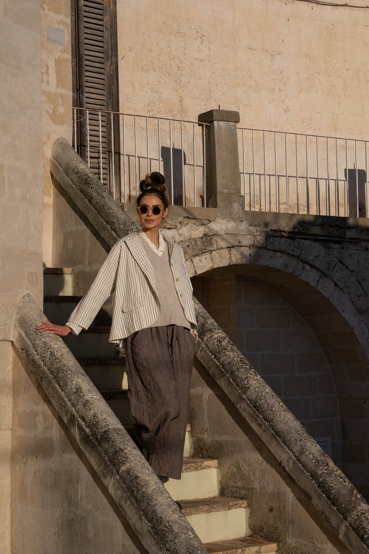 Meg By Design - Oxford Jacket Cotton - Cream Ticking