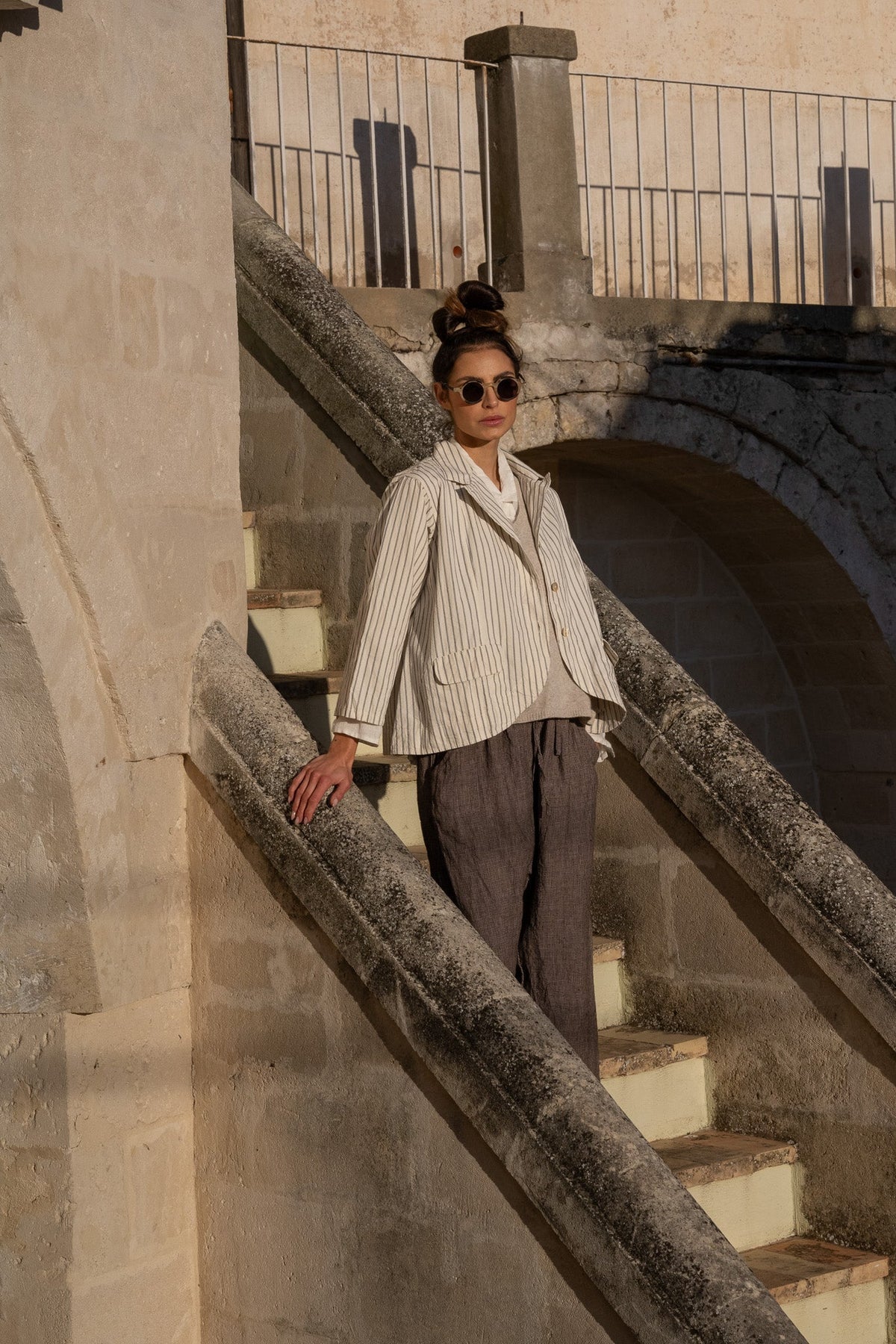 Meg By Design - Oxford Jacket Cotton - Cream Ticking