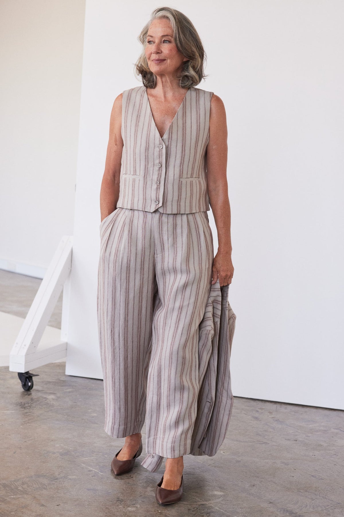 Eva’s Sunday - Hendric - Manstyle Linen Pant - Brick Stripe