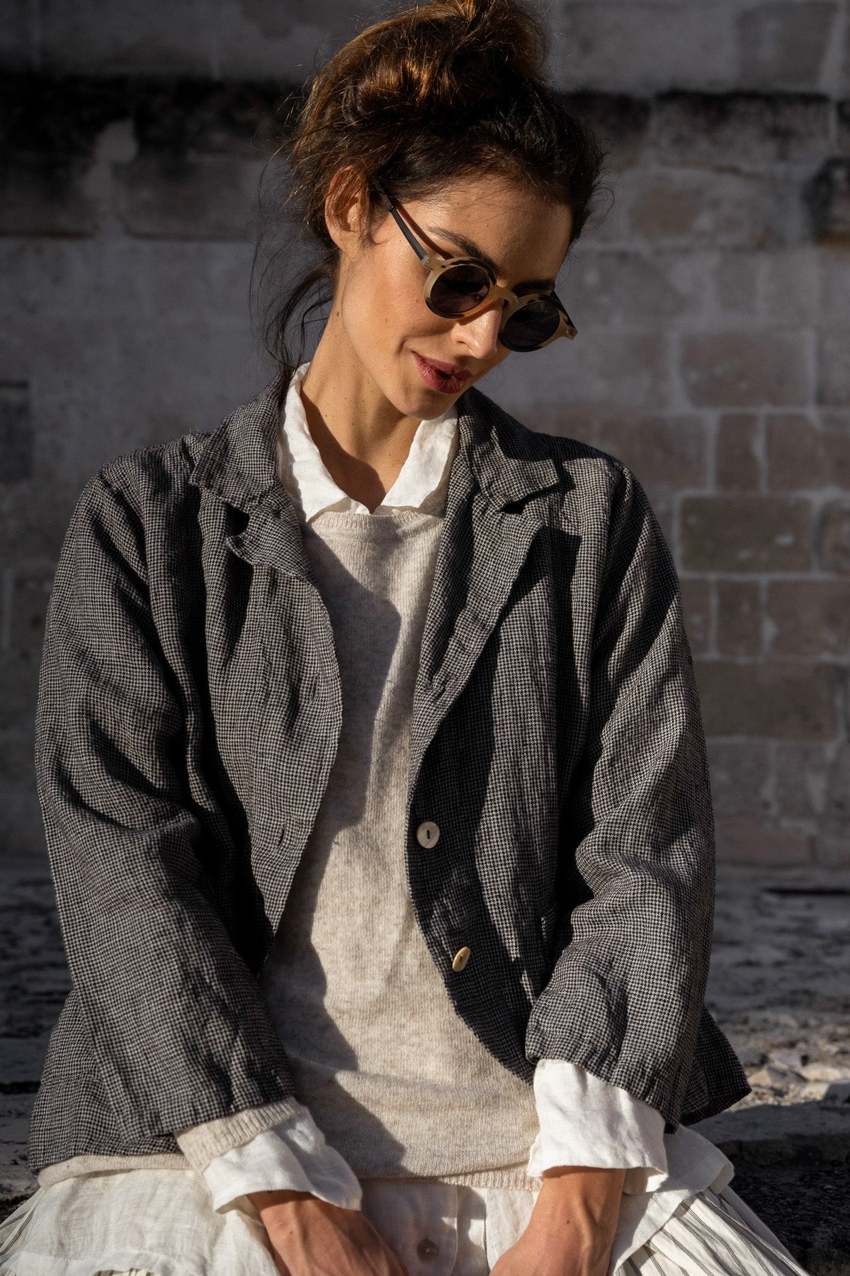 Meg By Design - Oxford Jacket Cotton - Navy Houndstooth