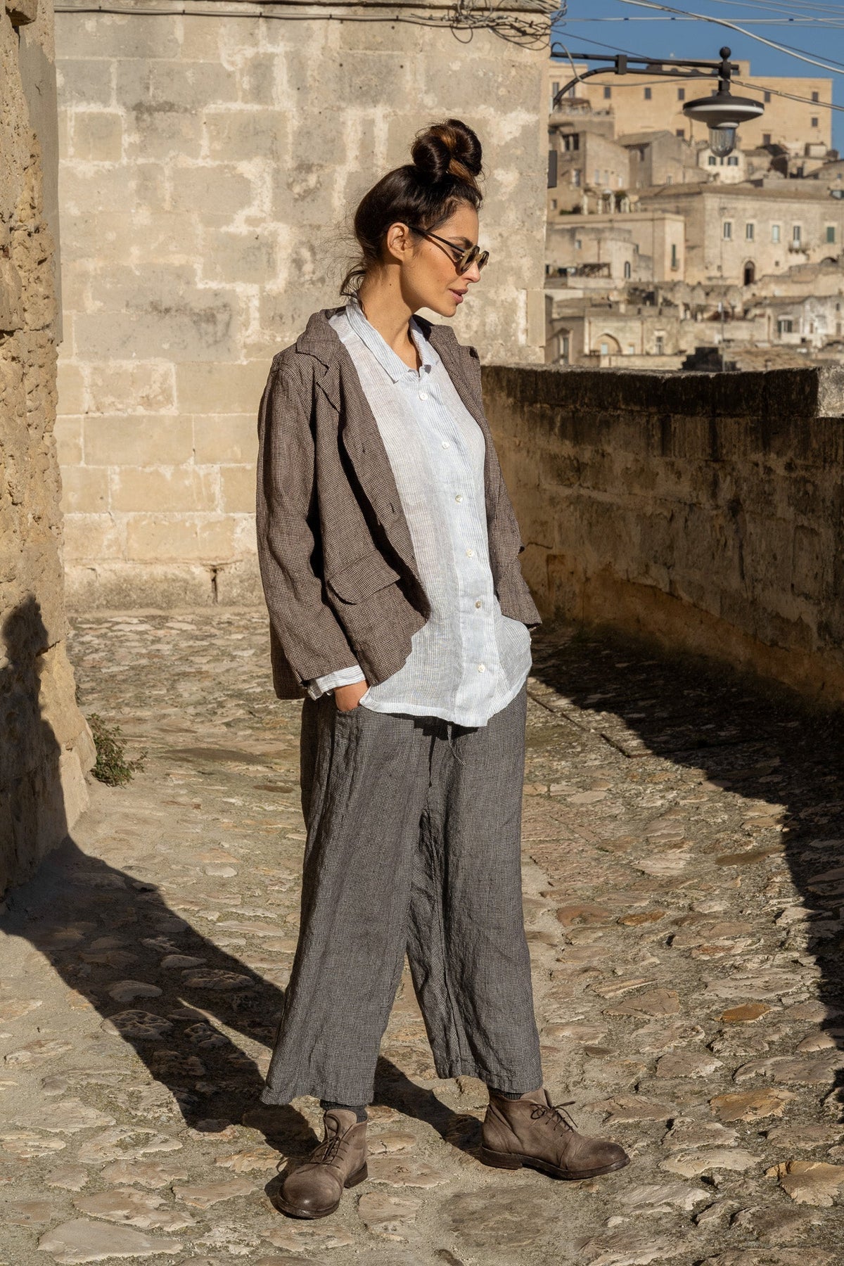 Meg By Design - Oxford Jacket Cotton - Brown Houndstooth